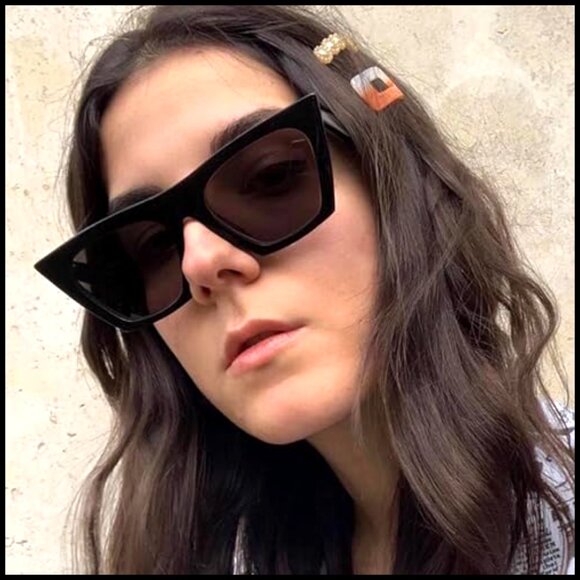 Vintage Square Cat Eye Sunglasses, Oversized Frame, UV400 Protection main image 5